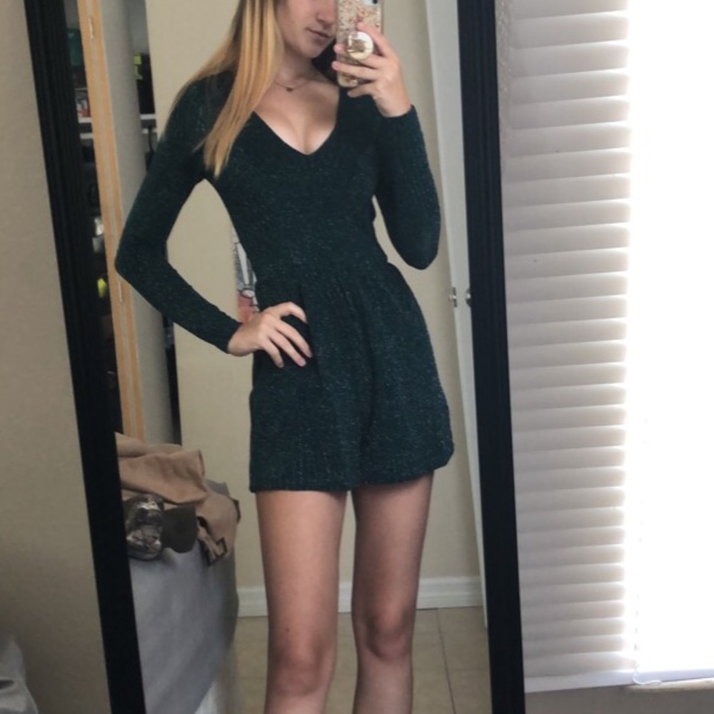 Sparkly green long sleeve romper